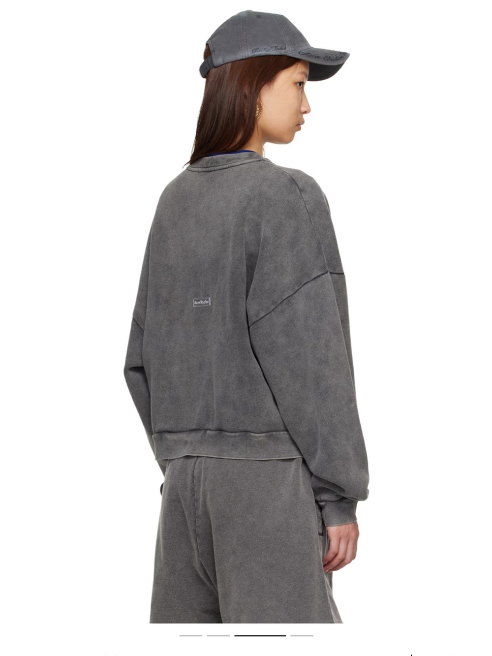 Acne Oversized Washed Gray Logo Patch Sweatshirt